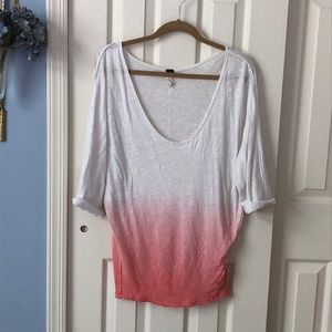 Free People small white fade to peach top